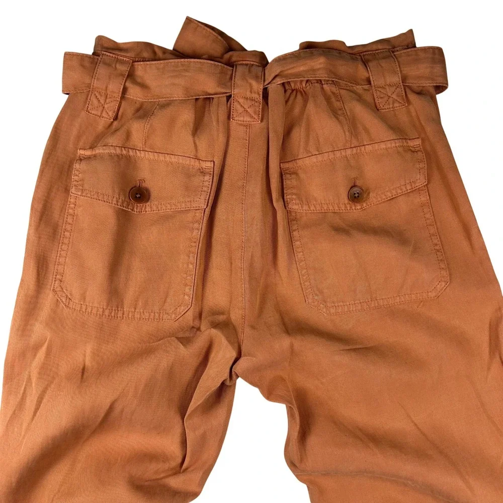 Banana Republic Tie Waist Slim Pants Pink Sand Dune Lyocell Linen 2S